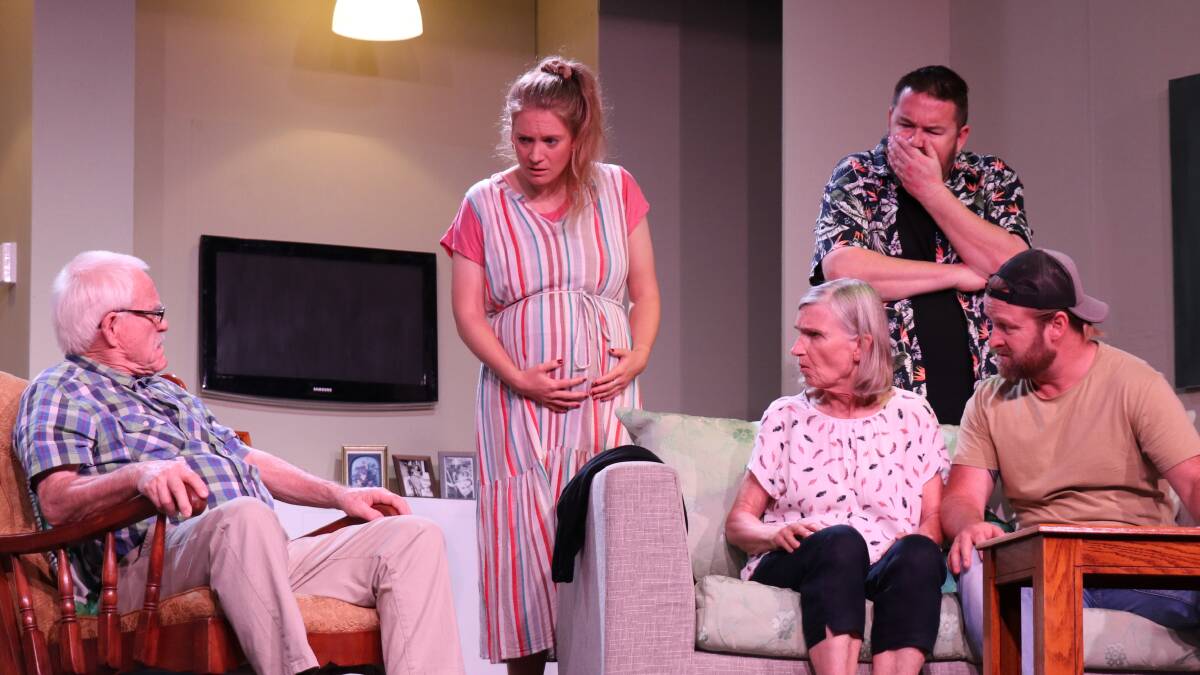 Michael Smythe as Bill, Jessica Gray as Jess, Jen Masson as Nancy, Sam Luff as Ben and Chad Mitchison as Brian. Picture by Anne Robinson