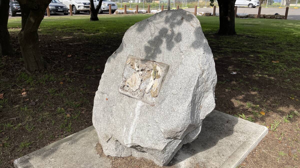 The now damaged National Servicemen's memorial at Maitland Park. Picture by Chloe Coleman