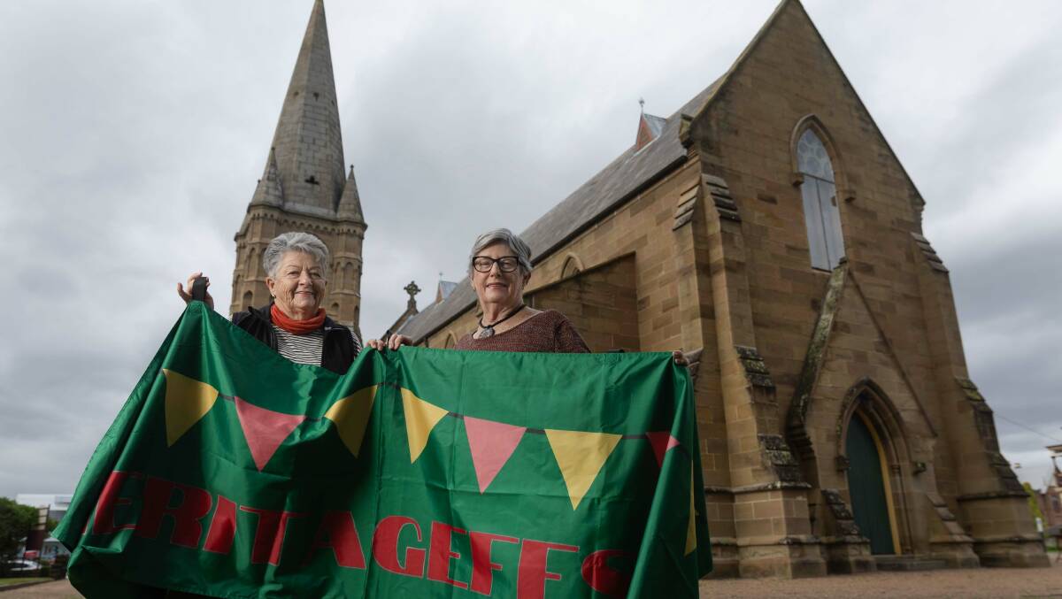 Maitland Heritage Fest organising committee member Janece McDonald and Maitland Anglican Parish member Margaret Richardson at St Mary's. Picture by Marina Neil