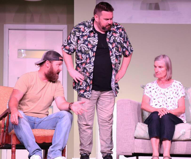 Chad Mitchison as Brian, Sam Luff as Ben and Jen Masson as Nancy. Picture by Anne Robinson