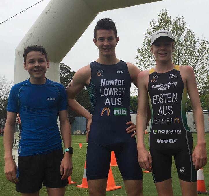 GREAT START: Intermediate men's competitors Harry Doley, Ky Lowry and Ben Edstien after Sunday's opening race. Picture: Supplied.