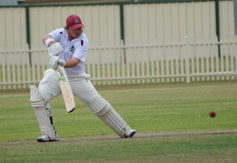 TOP KNOCK: Maitland Colts' opener Karl Bowd cuts the ball fine on his way to scoring 61 against Upper Hunter on Sunday. Picture: Rick Merrick