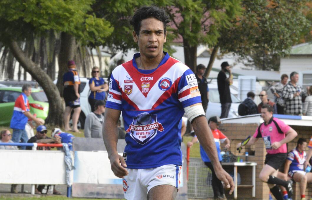 FINDING HIS FEET: Bulldogs fullback Jarom Haines had another strong performance for Kurri Kurri in his teams 34-24 loss to Lakes United. Picture: Michael Hartshorn
