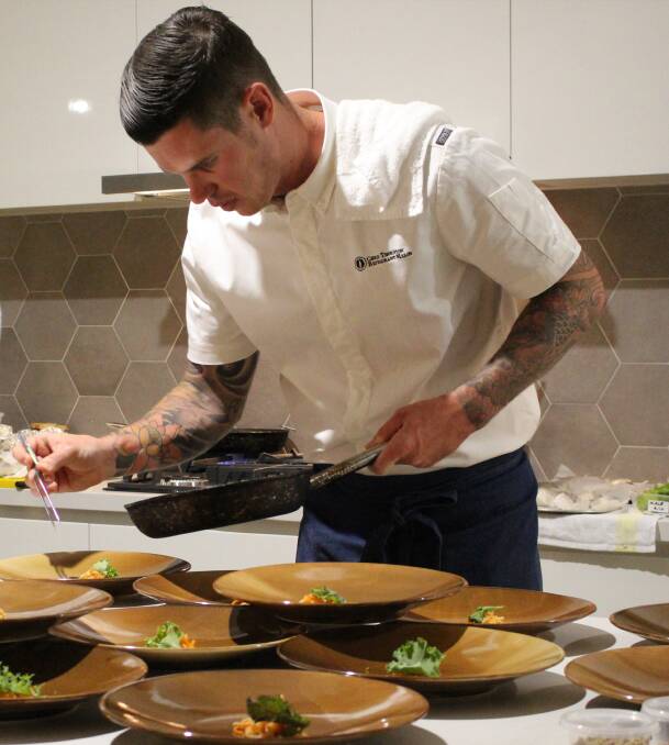 TALENT: Restaurant Mason's Chris Thornton in action at the Build For A Cure dinner on October 19. Lake's Folly’s Rod Kempe personally matched wines to each dish. 