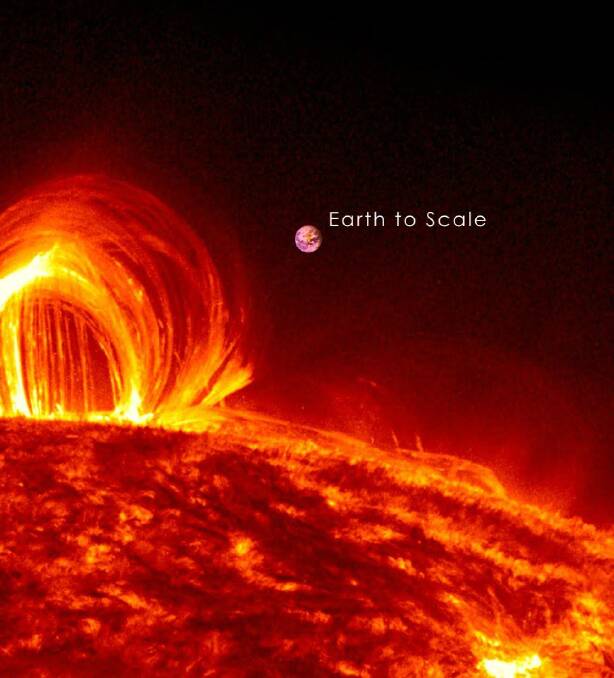 HUGE: Solar flares like this recent one are dozens of times the size of the Earth. Credit: NASA