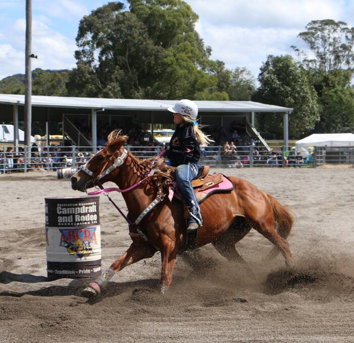 BARREL GIRL: The blue-ribbon Stroud Campdraft and Rodeo attracted almost 1000 competitors.