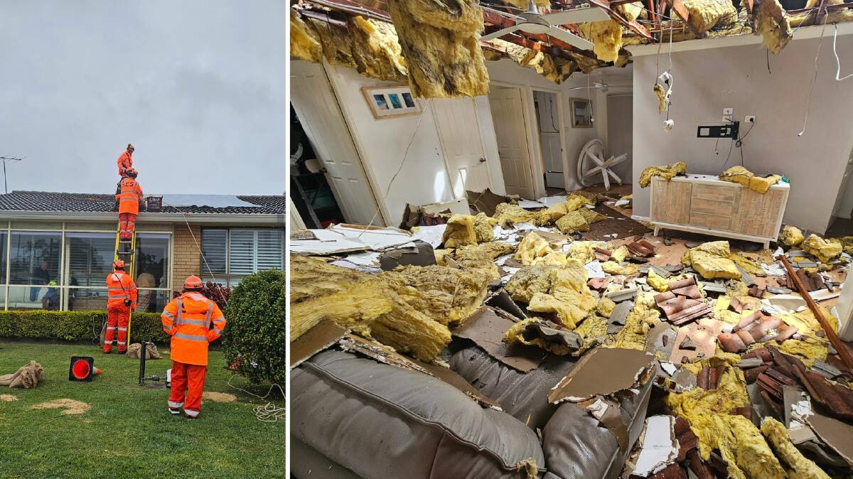 Damage at a Lake Macquarie house. Pictures by Swansea-Catherine Hill Bay SES