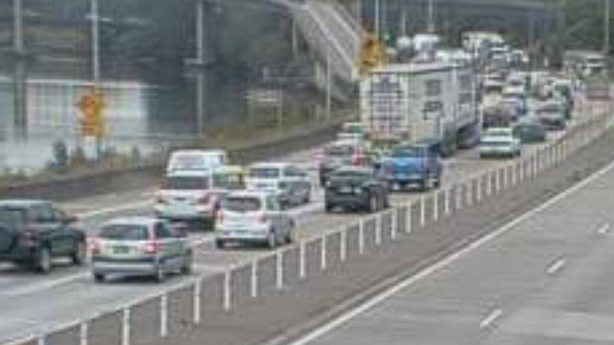Traffic is queued for more than five kilometres at Tarro. Picture: Live Traffic NSW