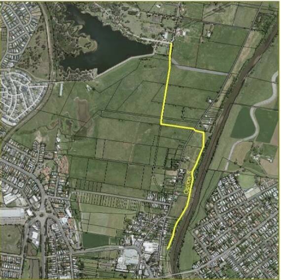 The chosen route for the new Belmore Bridge to Walka Water Works shared pathway. Picture supplied 