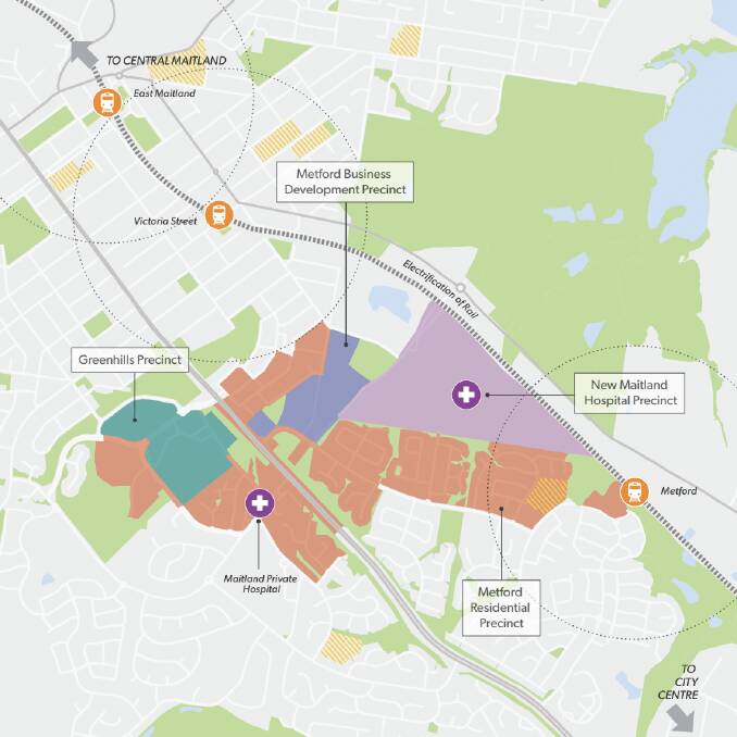 The East Maitland precinct in the Greater Newcastle Metropolitan plan 2036.