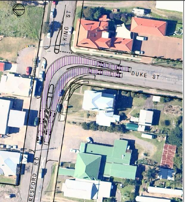 PROPOSED CHANGES: Daracon's proposed changes to widen the intersection of Duke Street and Gresford Road at Paterson.