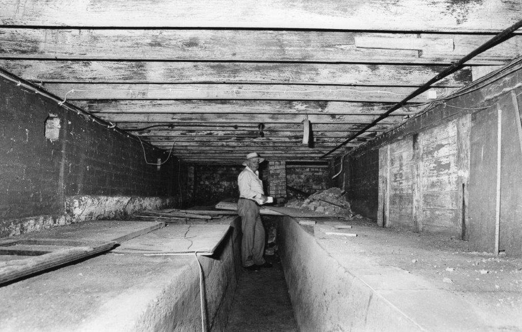 Late historian Harry Boyle in an unidentified basement in Maitland.