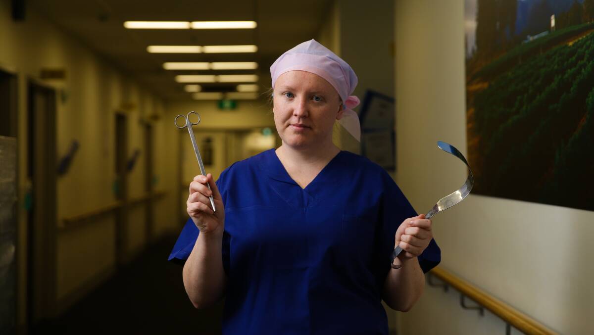 NEW PATH: Beth Wozniak is a scrub nurse at Maitland Private Hospital who has created a digital way to organise instruments for operations. Picture: Jonathan Carroll