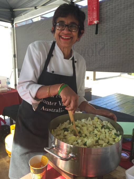FOODIE: Chef Amorelle Dempster in the market kitchen at the Slow Food Earth Markets Maitland. Picture: Belinda-Jane Davis