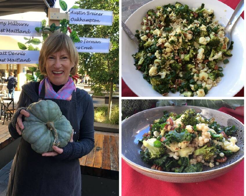 HEALTHY FOOD: Slow Food Hunter Valley assistant leader Helen Hughes (left) and the broccoli, cauliflower and kale salad (right).
