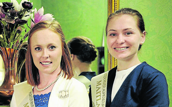 PASSIONATE: Miranda O'Brien, an equine studies student, is the only entrant in the 2017 Maitland Showgirl and Miss Maitland competition. She is pictured with 2016 Maitland Showgirl and Miss Maitland Jessica Allen. 