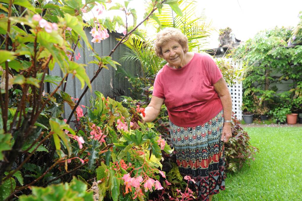LUCK OF THE GAME: Val Robinson with some of her plants she has helped through the heat wave.