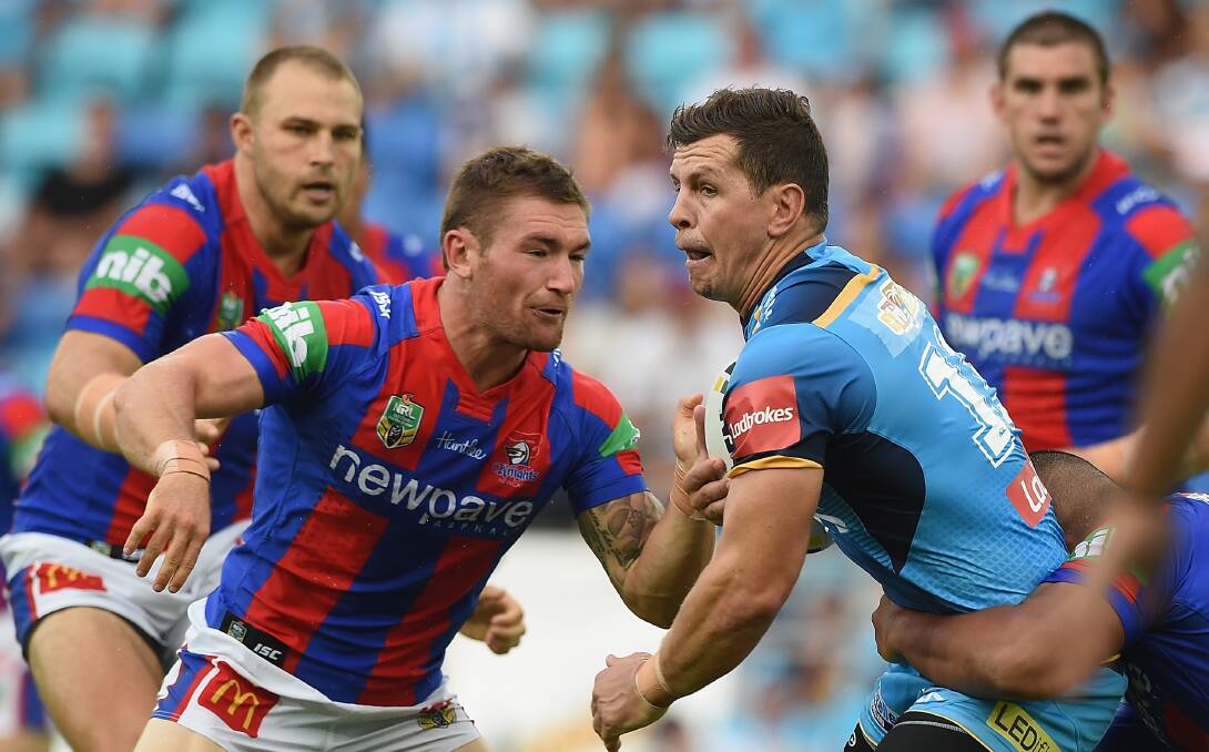 AU REVOIR: Greg Bird playing for Gold Coast against the Knights last season. He has signed a massive deal with Catalans. Picture: Getty Images
