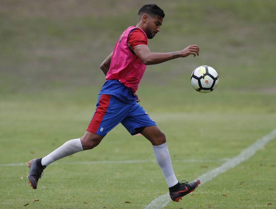 LOCKED AND LOADED: Jets marquee midfielder Ronny Vargas is expected to make his long-awaited return from injury against Wellington on Saturday. Picture: Sproule Sports Focus