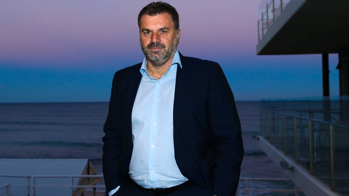 FOCUSED: Socceroos coach Ange Postecoglou was a special guest at a Men of Football fundraising dinner at Merewether Surfhouse on Wednesday night. Picture: Jonathan Carroll. 