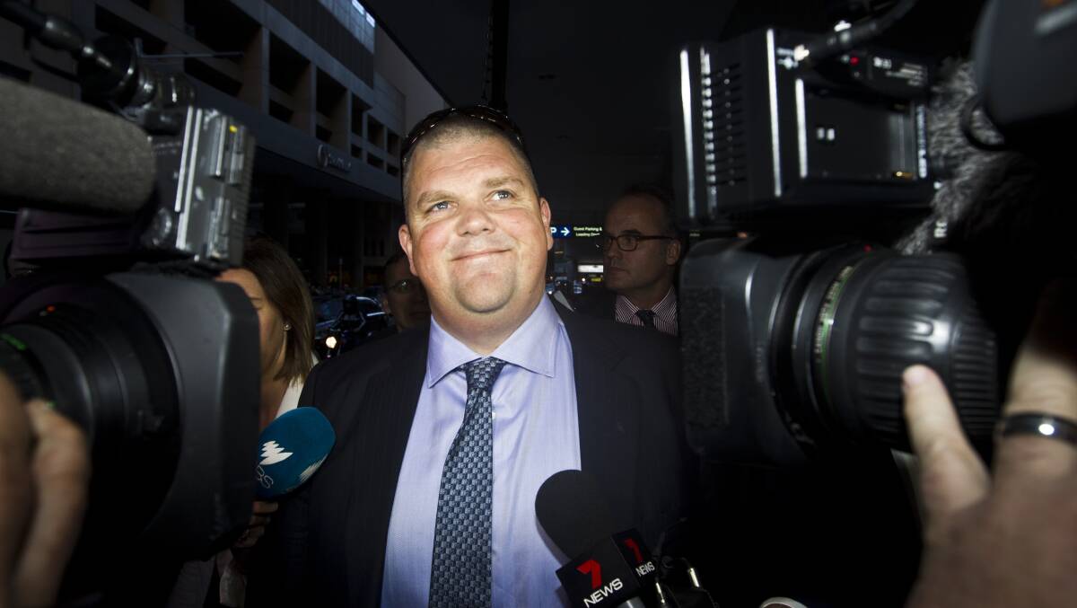 Nathan Tinkler after giving evidence to ICAC in 2014. PICTURE: Nic Walker