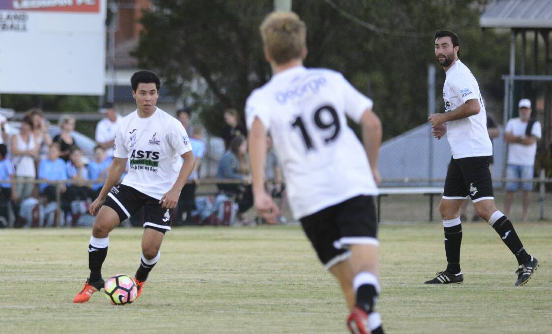 NEW CHALLENGE: Andrew Pawiak on the ball in a trial for Maitland ahead of their NPL season opener against the Newcastle Jets Youth on Saturday at Cooks Square Park. Picture: Michael Hartshorn 