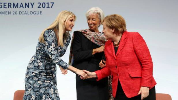 Ivanka Trump with IMF Managing Director Christine Lagarde and German Chancellor Angela Merkel.  Photo: Getty Images