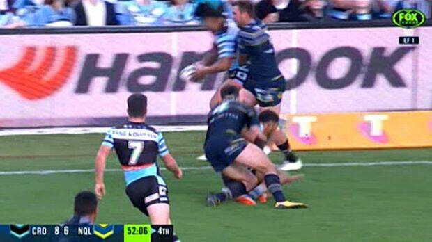 Incident 3: Ricky Leutele tackled without ball. Photo: Fox Sports

