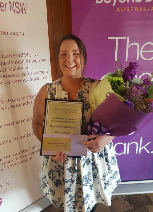 CONGRATS: Danielle Fordham won the 2017 Women’s Network Hunter scholarship for women in non traditional trades. Picture: supplied