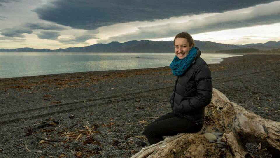 Former Pokolbin woman Charlotte Matthews, pictured recently on Kaikoura Coast, which was struck heavily in the Christchurch earthquake.