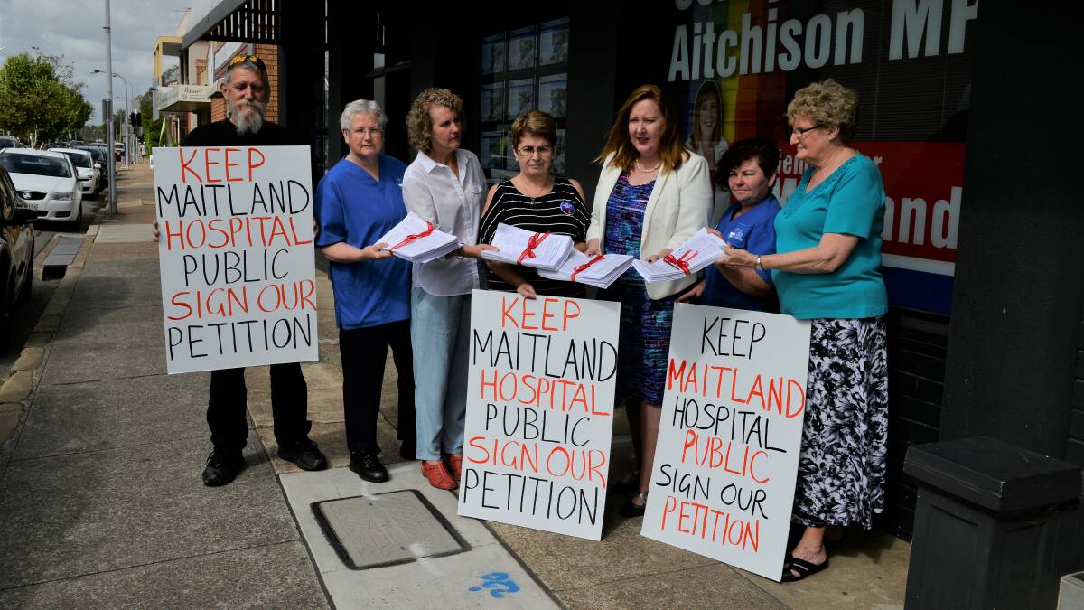 PETITION: Maitland MP Jenny Aitchison with NSW Nurses and Midwives Association members and concerned residents.