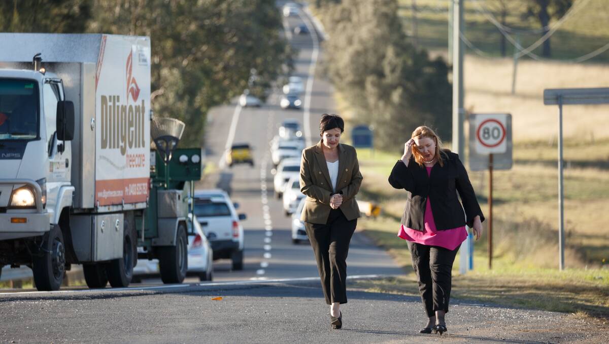 ISSUE: NSW Shadow Roads Minister Jodi McKay and Maitland MP Jenny Aitchison at Testers Hollow. Picture: Max Mason-Hubers