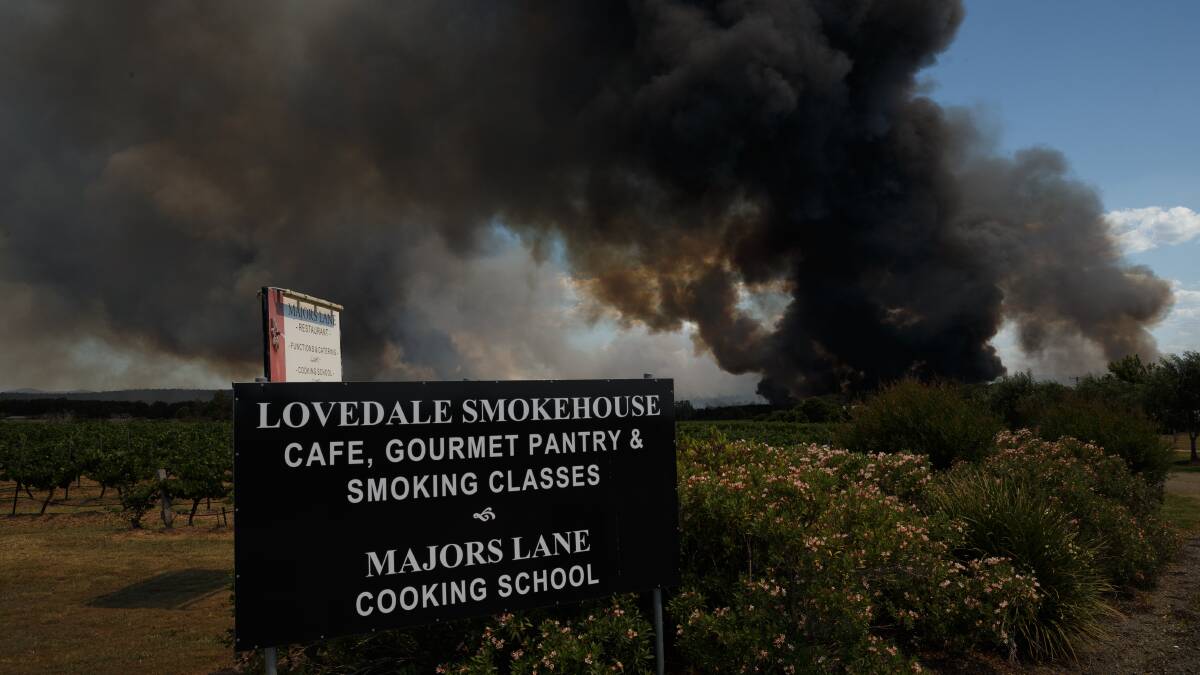 SMOKE: The fire from Majors Lane on Thursday afternoon. Picture: Max Mason-Hubers