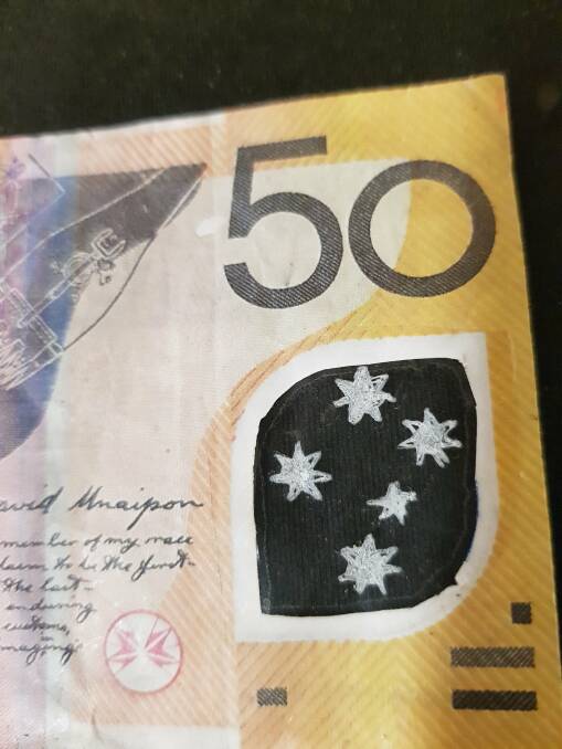 A recent fake $50 note found in in the Hunter. Police said the telltale sign was often the window and stars