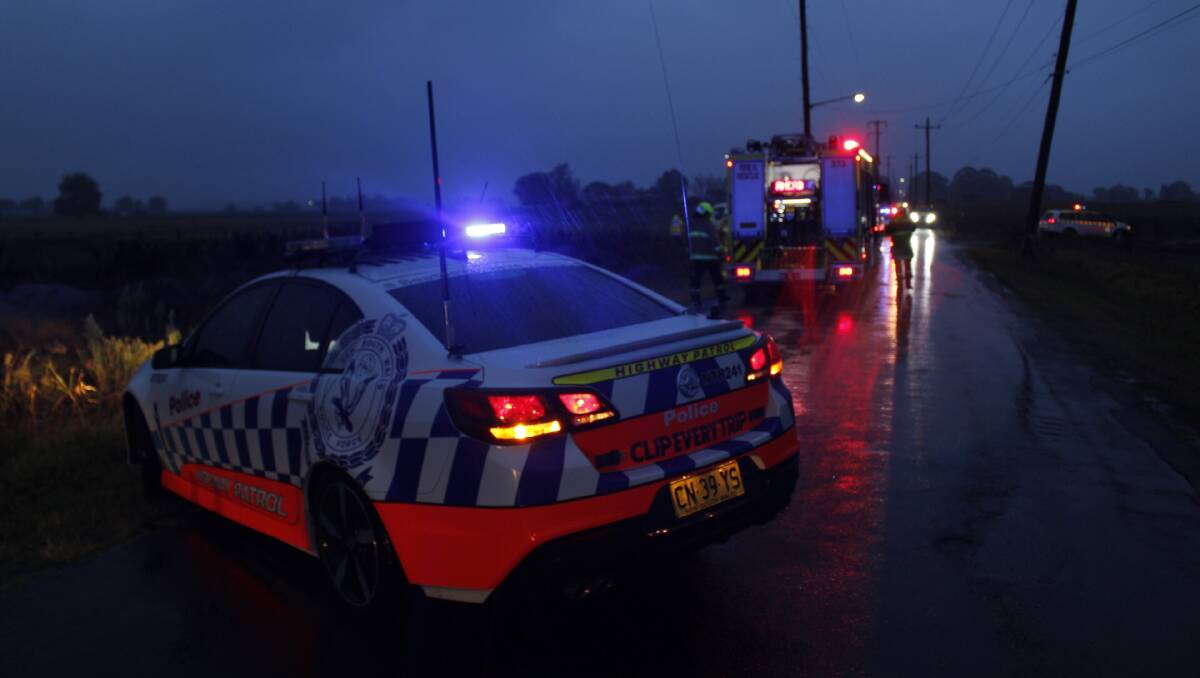 CRASH: Police on scene at Trappaud Road, Louth Park on Tuesday morning. Picture: Media Response Newcastle