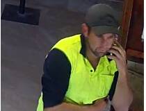 CCTV image of a man police want to speak to in relation to theft from the Heddon Greta Hotel. Picture: NSW Police