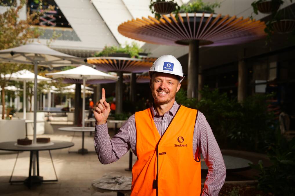 24 HOURS AWAY: Stockland Green Hills centre manager Chris Travers in the dining precinct ahead of the centre's grand opening on Thursday. Picture: Jonathan Carroll