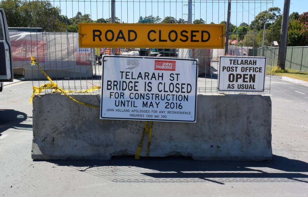BLOCKED: The Telarah Street bridge has been closed since October 2015.