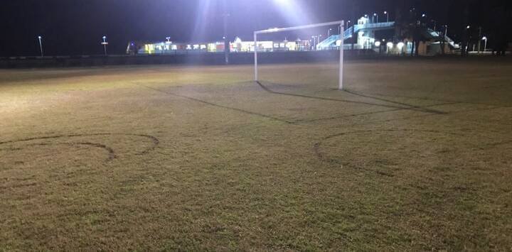 VANDALISED: The scene at Metford Oval after Tuesday's attack.