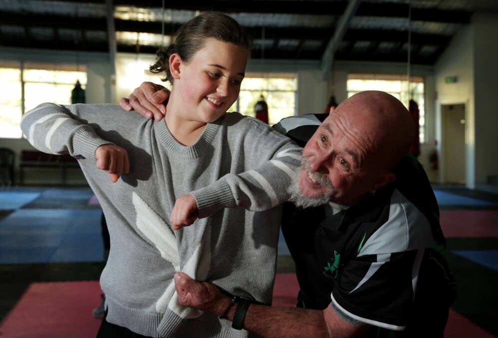 SELF DEFENCE: Peter Kirkwood has taught his daughter Piper, 11, how to protect herself and wants other women to learn self defence. Picture: SIMONE DE PEAK.