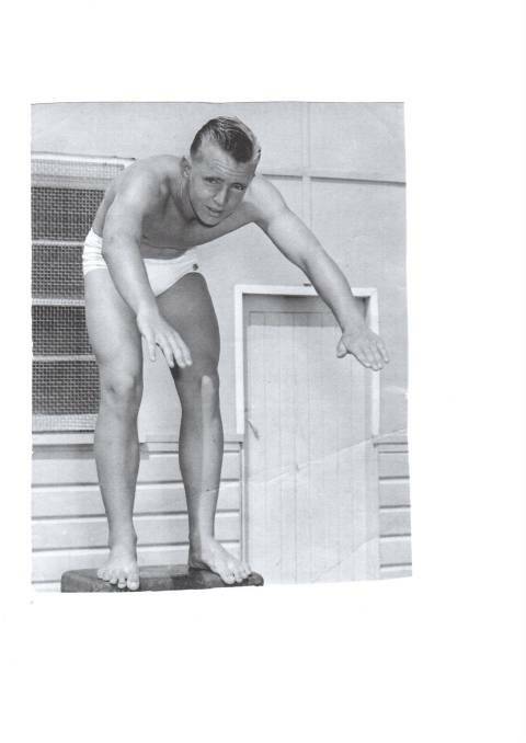 Cr Meskauskas pictured at Maitland pool in the 1960s.