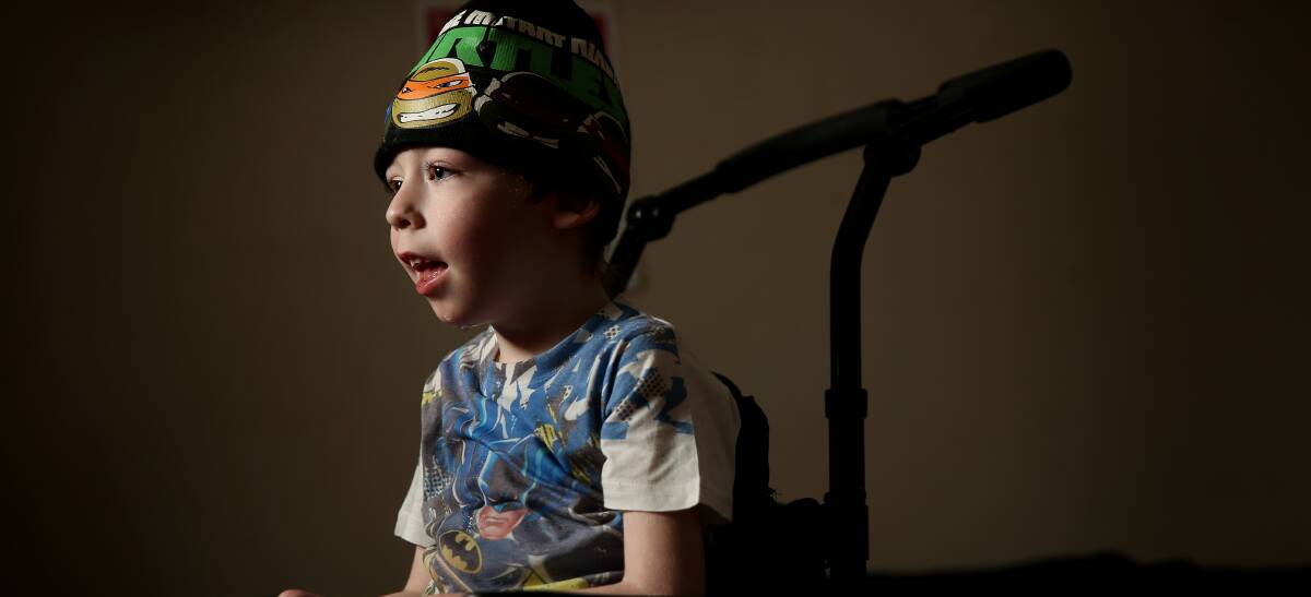 COURAGEOUS: Six-year-old Kody O'Brien needs a $20,000 device to help stop his seizures. PICTURE: Marina Neil.
