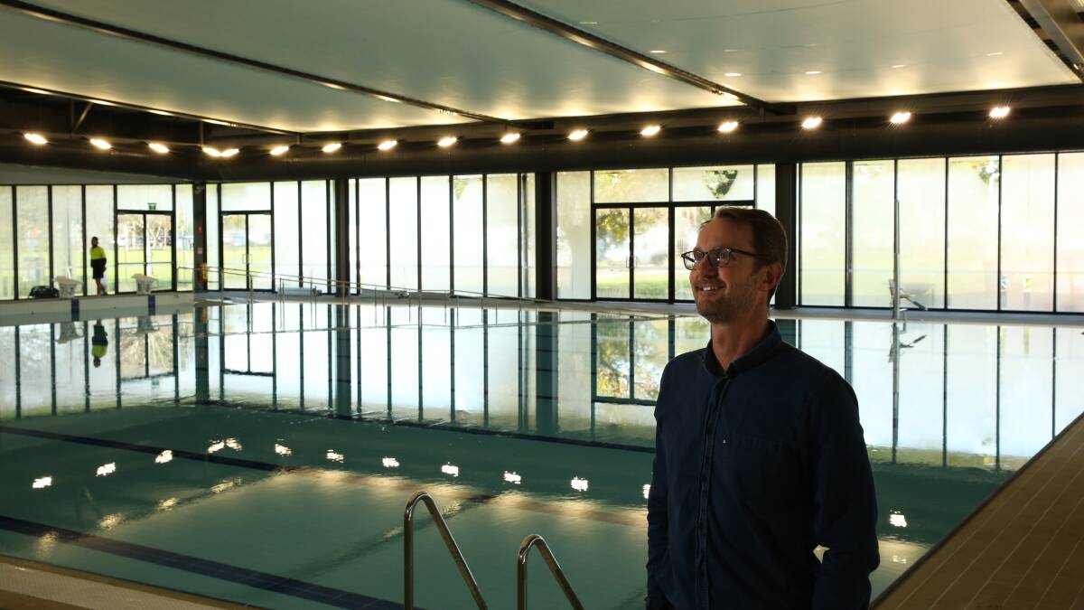 SPLASH: Maitland council's Aaron Cook pictured inside the new pool complex. Picture: Simone De Peak.
