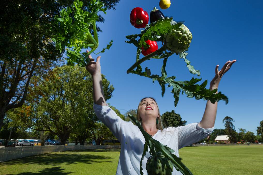 YOU CAN'T BEAT TOSSED VEGETABLES: Nicole Murphy of Maitland is taking part in the Eat Local Challenge. Picture: Max Mason-Hubers. 