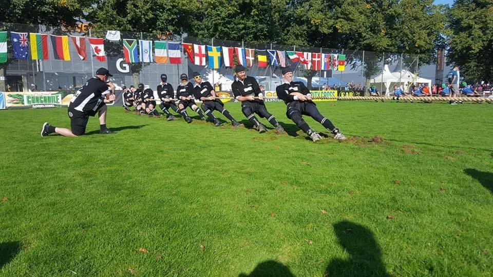 HEAVE HO: Ben Hoffman and the team in action at the recent Tug of War World Championships.