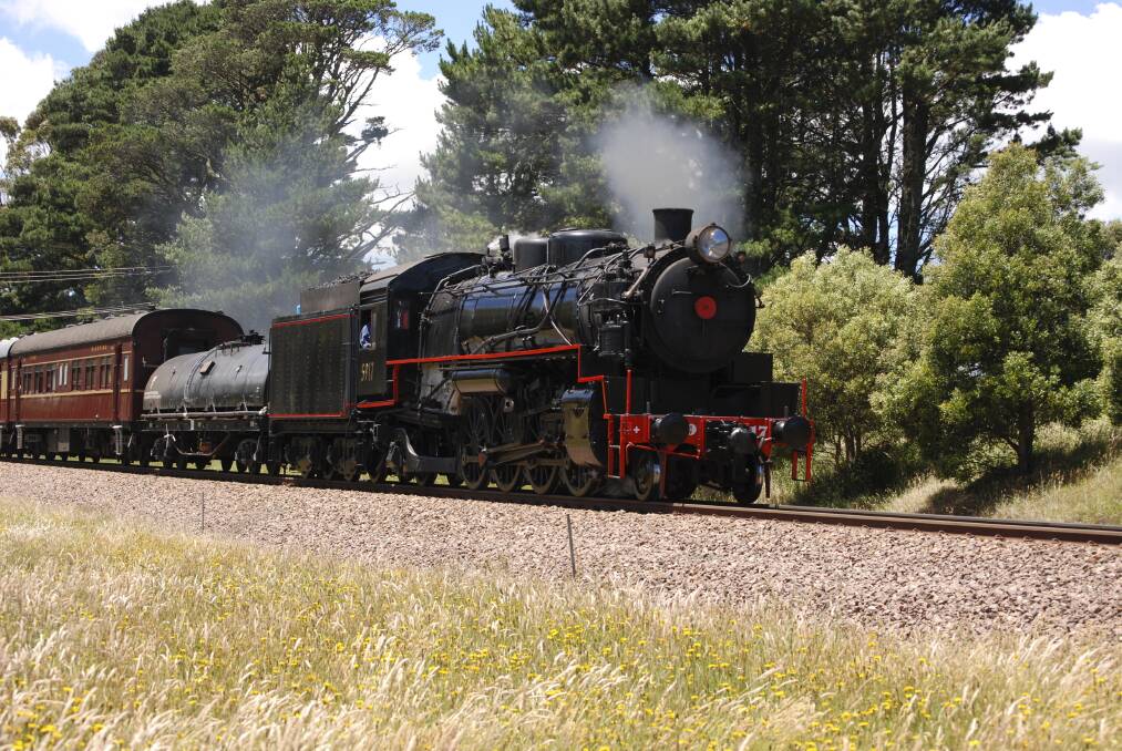 Steam locomotive 5917 in full flight. Tickets can be bought at www.lvr.com.au 