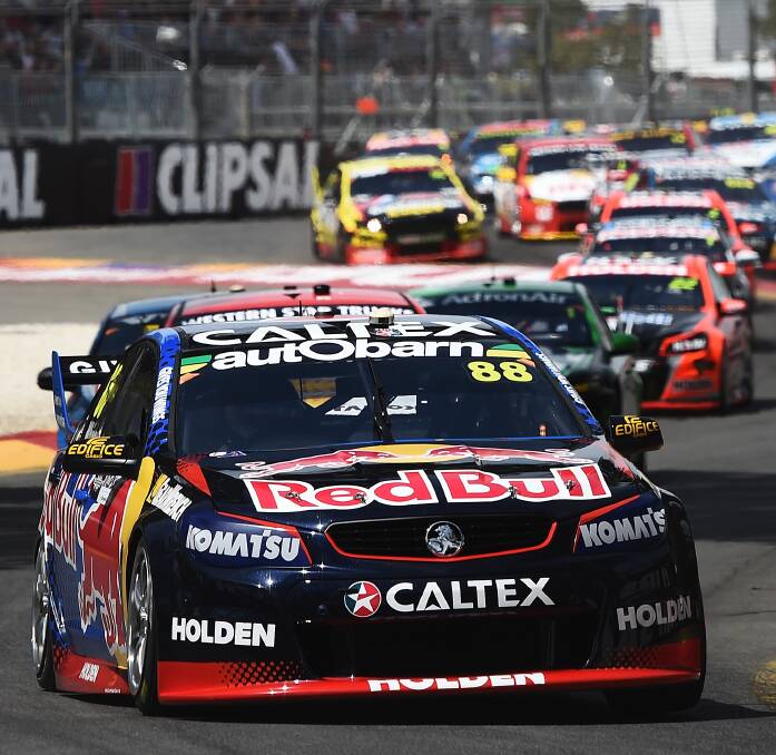 CITY CIRCUIT: Supercars race through the streets of Adelaide during this year's Clipsal 500. Picture: Getty Images