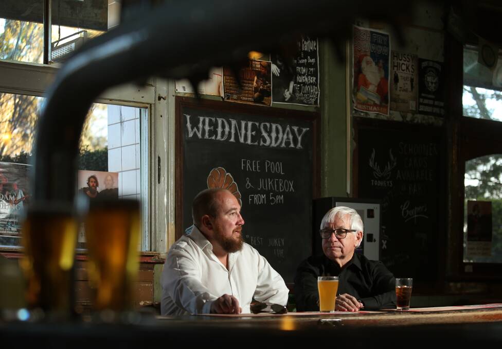 STRAIGHT UP: Journalist turned publican Ben Quinn and Brian Burke on Sunday. Mr Quinn joins Todd Holden on Cr Burke’s ticket for the Maitland local government election in a team that boasts it's free from politics. Picture: Marina Neil