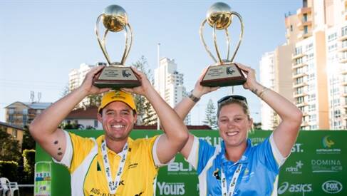 TOP: Australia's No.1-ranked lawn bowlers - Cooranbong's Aron Sherriff and Raymond Terrace's Natasha Scott. Picture: Bowls Australia.