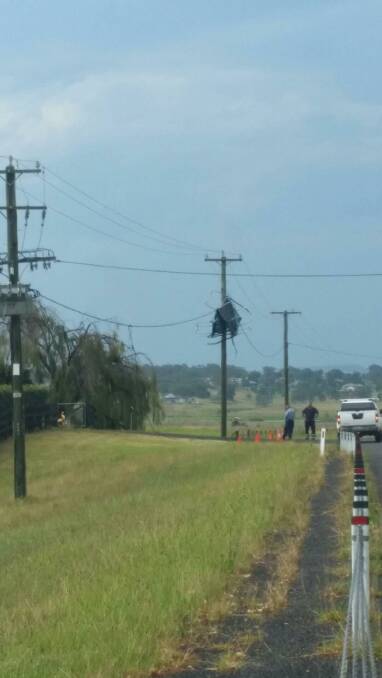 The trampoline took flight itself at Glenarvon Road on Monday. Picture: Bec Croese